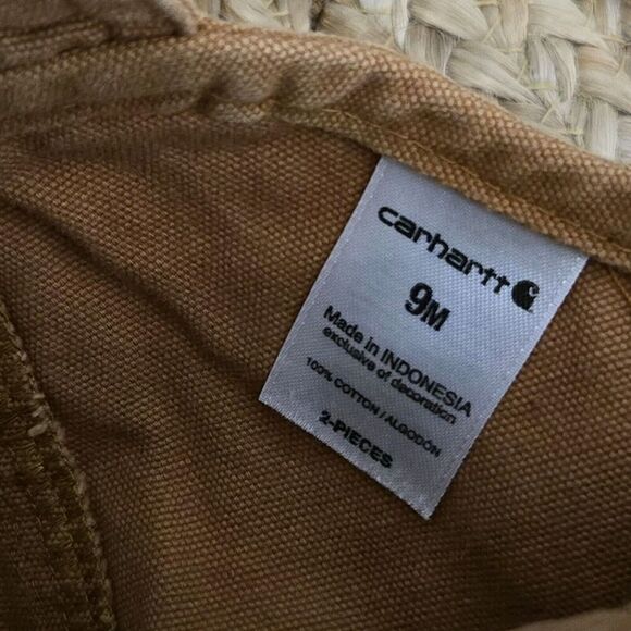 Carhartt Bibs Snow Fishing Hunting Canvas‎ Toddler 9M Brown Overalls Snap Crotch - Picture 4 of 4